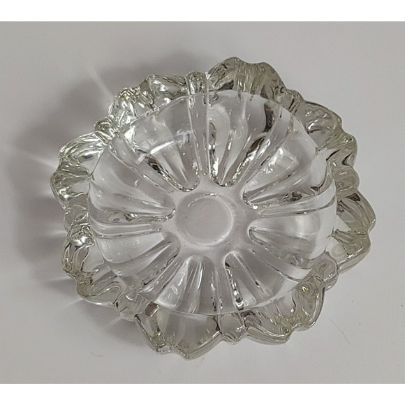 2 Vintage Mid Century Modern Clear Glass Ashtray 3" Diameter - Picture 2 of 5